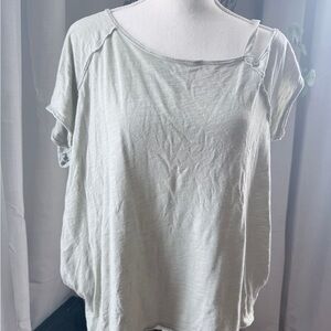 We The Free Light Sage Short Sleeve/off shoulder Spaghetti Strap Raw-Edge Tee
